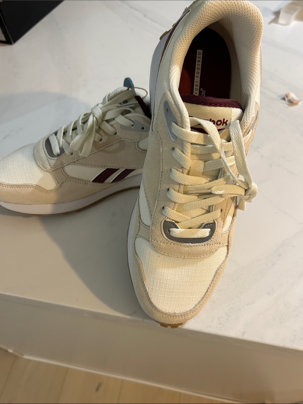 Reebok Men's Cream & Burgundy Retro Runner Sneakers
